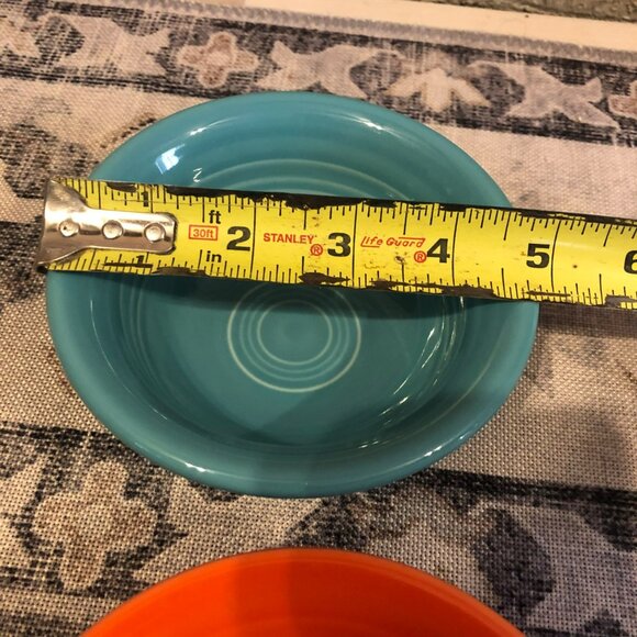 Fiesta USA Ceramic Bowls Set Of 2 Orange & Turquoise 5" Diameter - Picture 6 of 6
